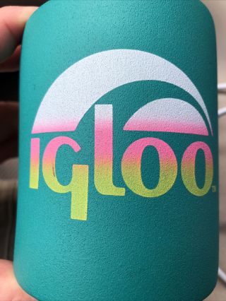 Vintage Igloo Cooler Koozie Beverage Holder Foam Nos Coozie 90’s - Green Pink