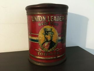 Vintage Empty Union Leader Tobacco Tin - Antique - Advertising