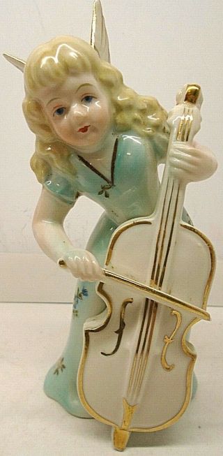 Rare Vintage Lenwile China Ardalt Porcelain Girl Angel Playing Cello Japan