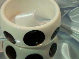 Eye - Catching Chunky Black And White Polka Dot Lucite Vintage 70 