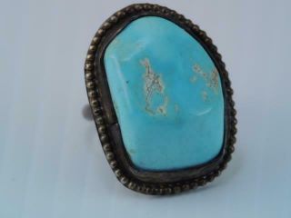 Vintage Native American Navajo Indian Sterling Turquoise Nugget Ring Handmade