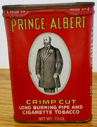 Vintage Prince Albert Pipe And Cigarette Tobacco Tin Crimp Cut Empty Can