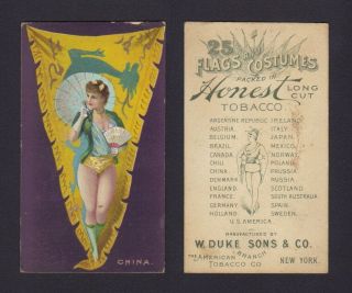 N109 Duke Honest Long Cut Tobacco Card - Flags & Costumes Series - China