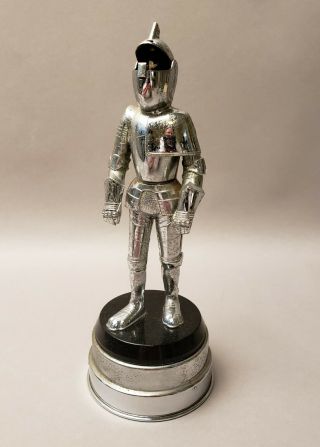 Mid Century Chrome Knight In Shining Armor Novelty Table Lighter / Music Box
