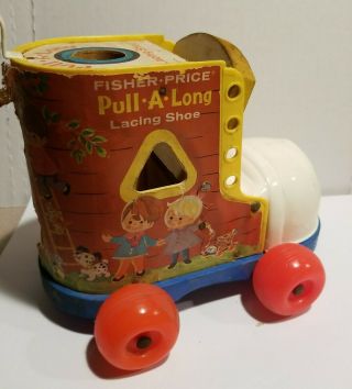 Vintage Fisher Price Pull A Long Lacing Shoe 1970s (not Complete)