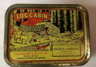 Log Cabin Canoe Version Tobacco Tin