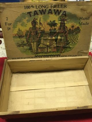 Rare Old Antique Native American Indian Cigar Box Tawawa