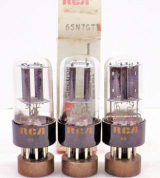 Trio Of Possibly N.  O.  S Vintage Rca 6sn7gt Vacuum Tubes W/matching Codes