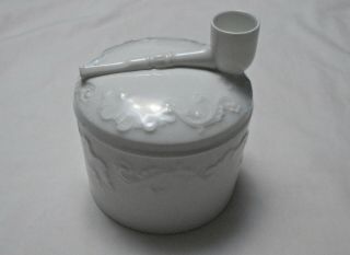 Vintage Giraud Limoges France White Porcelain Pipe Tobacco Jar Humidor