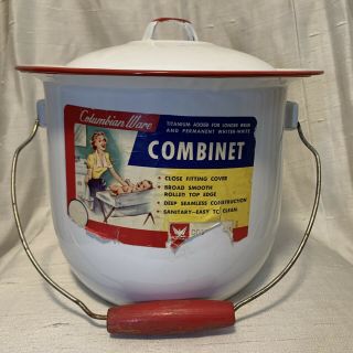 Vintage Combinet Nursery Diaper Pail Chamber Pot With Lid