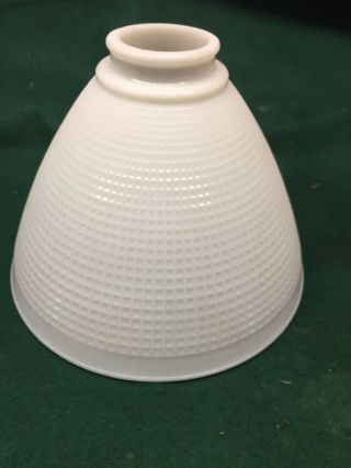 Vintage White Milk Glass Lamp Light Shade Textured Lines Waffle 8 Inches