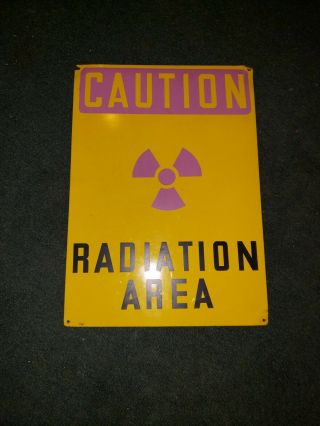 Vintage Caution Radiation Area Metal Sign,  Thin Metal Rare,  14 X 10