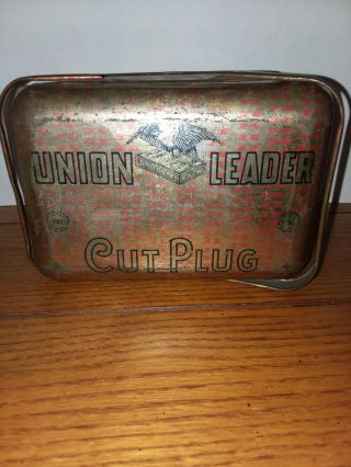 Vintage Union Leader Cut Plug Tobacco Lunch Box Tin