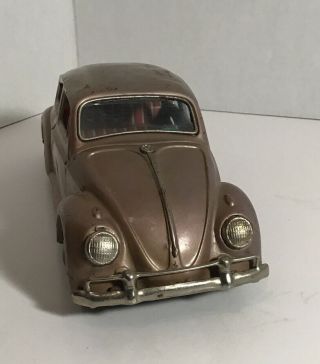 Vintage 60’s Tin Friction Vw Volkswagen Beetle Made In Japan By Bandai