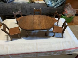 Vintage Doll House Miniature Furniture Dining Room Wooden