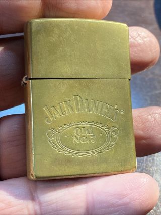 1996 Zippo Lighter Brushed Brass Jack Daniels Whiskey Old No 7 No Box