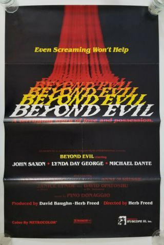 Vintage 1980 Beyond Evil One Sheet Poster Horror John Saxon Lynda Day George