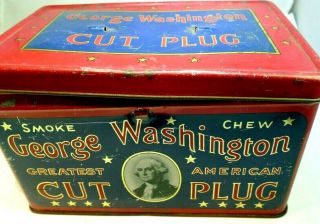 George Washington Cut Plug Tabacco Tin Smoke Chew Greatest American