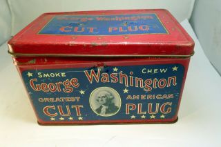 George Washington Cut Plug Tabacco Tin smoke chew Greatest American 3