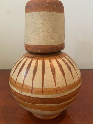 Vintage Tonala,  Mexico Folk Art Handmade Pottery Clay Water Bulbous Jug Cup Mug