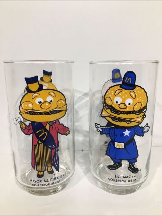 Vintage Mcdonalds Mayor Mccheese Big Mac 70’s Action Series Collectors Glasses