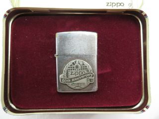 Zippo 60th Anniversary 1032 - 1992 Silver Zippo Lighter W/tin