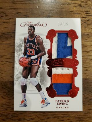 Patrick Ewing 2017 - 18 Flawless Dual Patches Ruby /15 Knicks Jersey Relic Dp - Pew