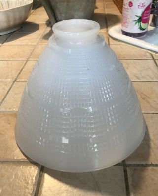 Vintage 8 " White Milk Glass Ribbed Lamp Shade Globes