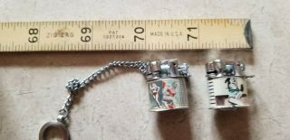 2 Vintage Miniature Pinup Girl Double Sided Lift Arm Pocket Lighters Japan