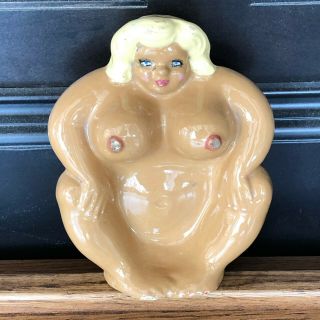 Vintage Ceramic Risque Nude Naked Bawdy Woman Lady Girl Pin Up Figurine Ashtray