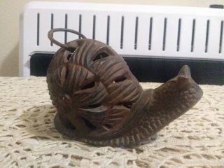 Vintage Cast Iron Snail W/shell Lantern - Candle Holder Primitive Garden Decor