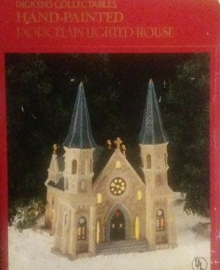 Dickens Keepsake Porcelain Lighted House Church Vintage Village Parish -