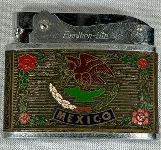 Unique Vintage Brother - Lite Automatic Lighter Mexico W/ Bull And Matador