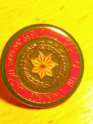 Vintage Seal Of The Cherokee Nation Sept 6 1839 Owya Day Lapel Pin Indian Tribe