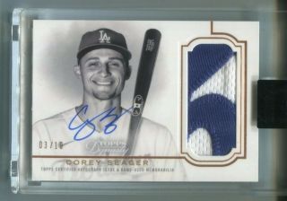 2020 Topps Dynasty Corey Seager Jumbo Patch Autograph 03/10 2col