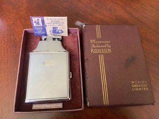 Vintage 1940s Ronson Cigarette Lighter With Built In Cigarette Case