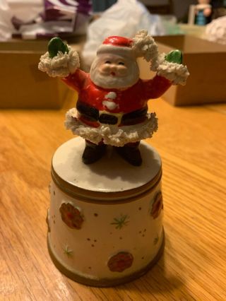 Vtg 1950s Kreiss Ceramic Christmas Bell With Santa Waving 5 " Tall