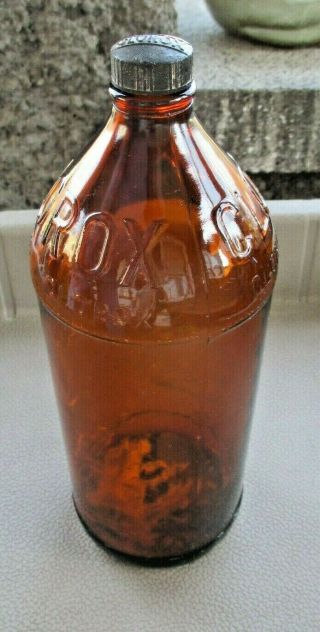 Vintage Brown Glass Clorox Bottle W/bakelite Black Lid 32 Oz.  Usa