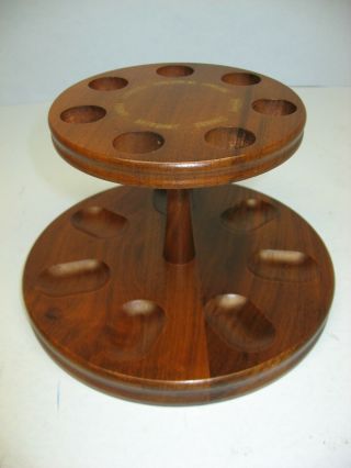 Vntg Decatur Industries 7 Pipe Walnut Stand/rack,  Days Of Week Stamped On Top