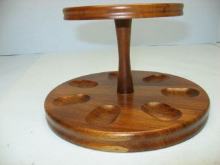 Vntg Decatur Industries 7 Pipe Walnut Stand/Rack,  Days of Week Stamped on Top 2