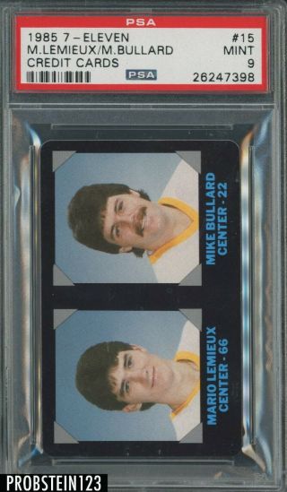 1985 7 - Eleven Credit Cards 15 Mario Lemieux Penguins Hof Psa 9