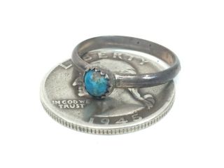Vtg Sterling Silver/turquoise Ring Size 7 1970s Southwest Old Pawn Az Estate