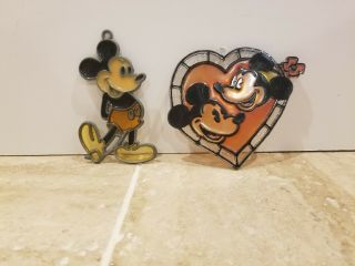 Vintage 1970s Mickey Mouse Stained Glass Sun Catcher Walt Disney Productions
