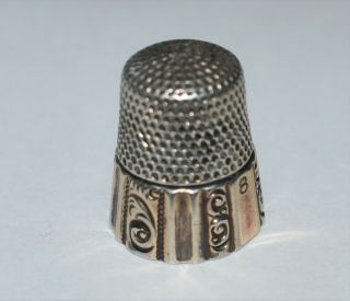 Vintage Sterling Silver.  925 Ornate Design Size 8 Sewing Thimble