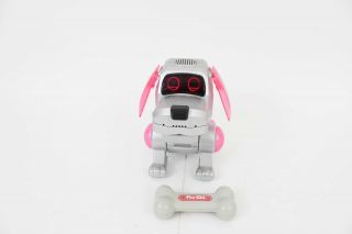 Vintage Poo - Chi Interactive Robot Dog By Tiger Electronics 2000 Pink Silver Bone