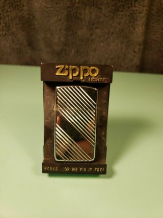Vintage Zippo 4 Stripe Lighter With Display Case 1621