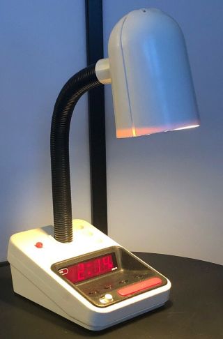 Vintage 1980s Spartus Desk Lamp W/ Digital Alarm Clock 1182 - 64 Hong Kong Retro