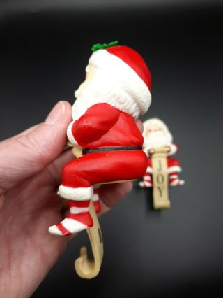 Vintage Set of 2 Russ Santa Christmas Stocking Hanger Holder Joy 3