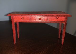 1/12 Scale Vintage Dollhouse Miniature Wooden Table Desk Cherry Wood