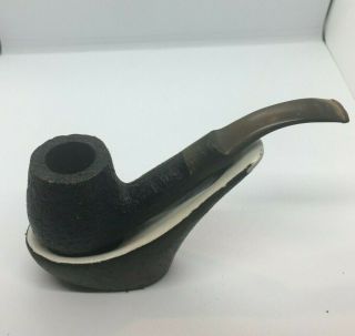 Vintage Sandblast " No - Name " England Made Large Bent Sherlock Tobacco Pipe 6 1/8 "